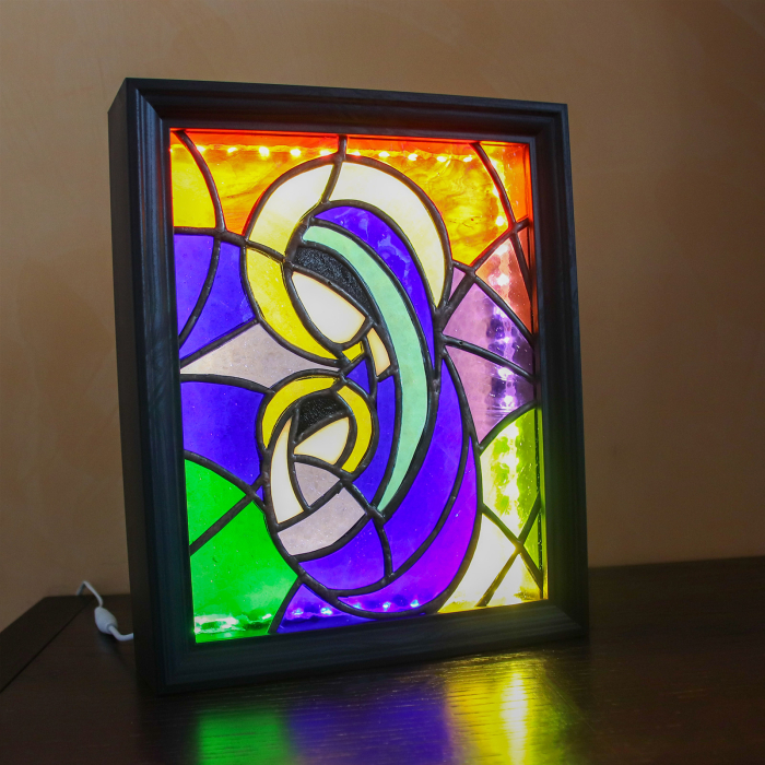 Icoană din Vitraliu Iluminată – Fecioara Maria și Pruncul [6]