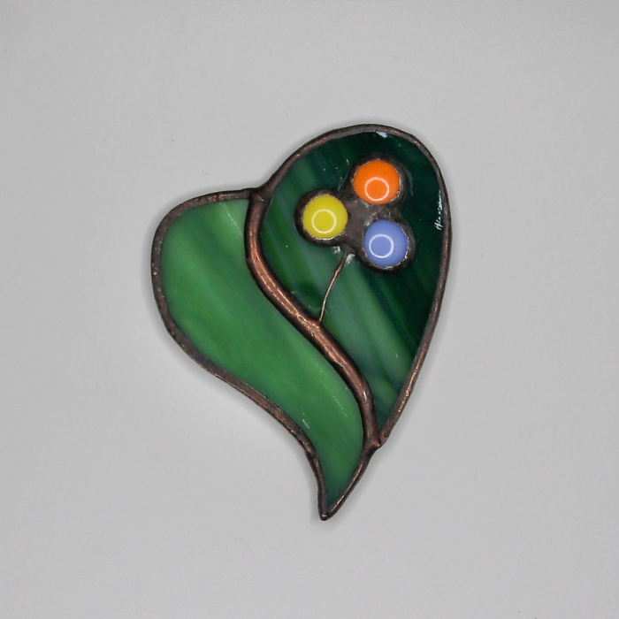 Brosa Inima Verde cu Floare [3]