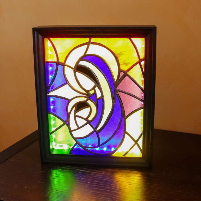 Icoană din Vitraliu Iluminată – Fecioara Maria și Pruncul [8]