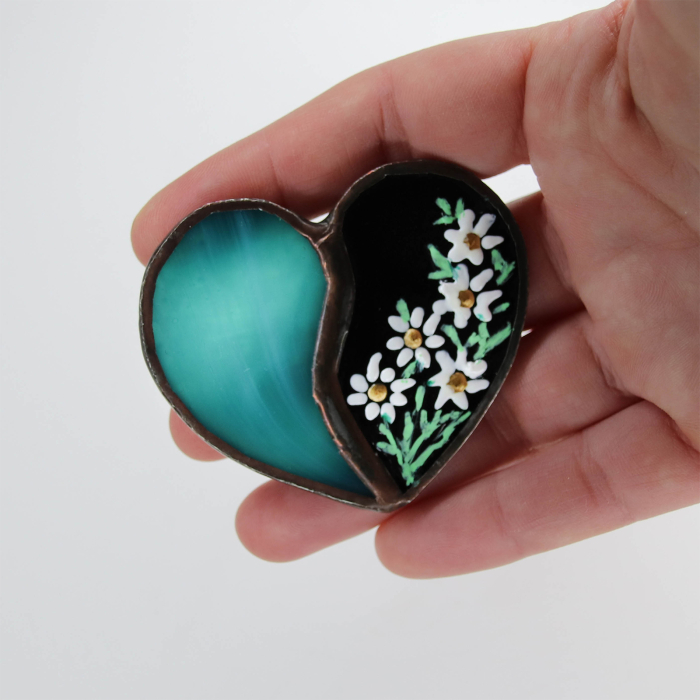 Brosa Bicolor Turcoaz si Negru cu Margarete [2]