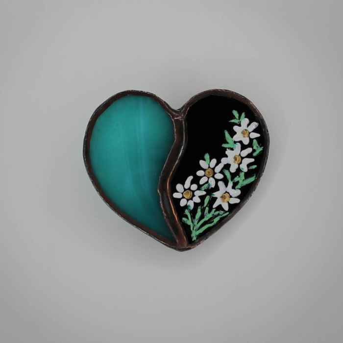 Brosa Bicolor Turcoaz si Negru cu Margarete [3]