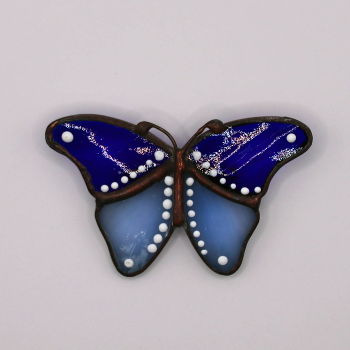 Brosa Fluture Bicolor cu Albastru - Pictata [4]