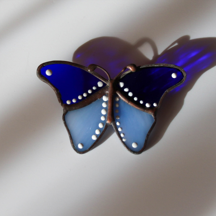 Brosa Fluture Bicolor cu Albastru - Pictata [1]