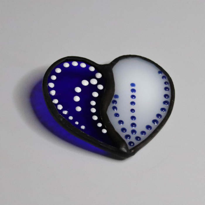 Brosa Inima Albastru si Alb [4]