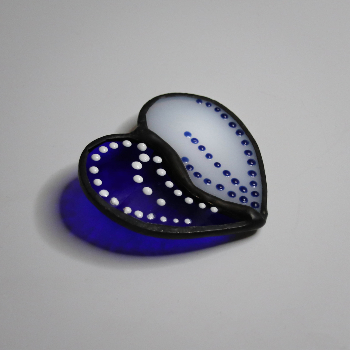 Brosa Inima Albastru si Alb [5]