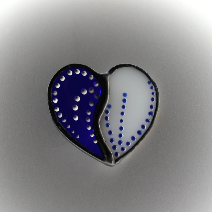 Brosa Inima Albastru si Alb [3]