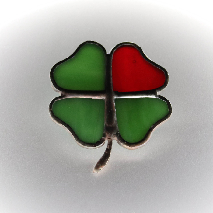 Brosa Martisor - Trifoi Verde cu Petala Rosie [4]