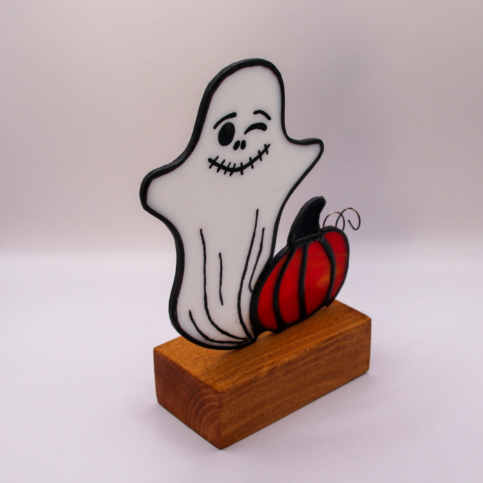 Fantoma Zâmbitoare – Decor Halloween din Vitraliu cu Dovleac [2]