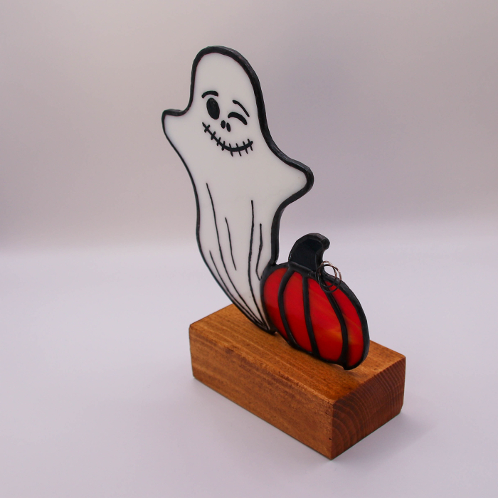 Fantoma Zâmbitoare – Decor Halloween din Vitraliu cu Dovleac [3]