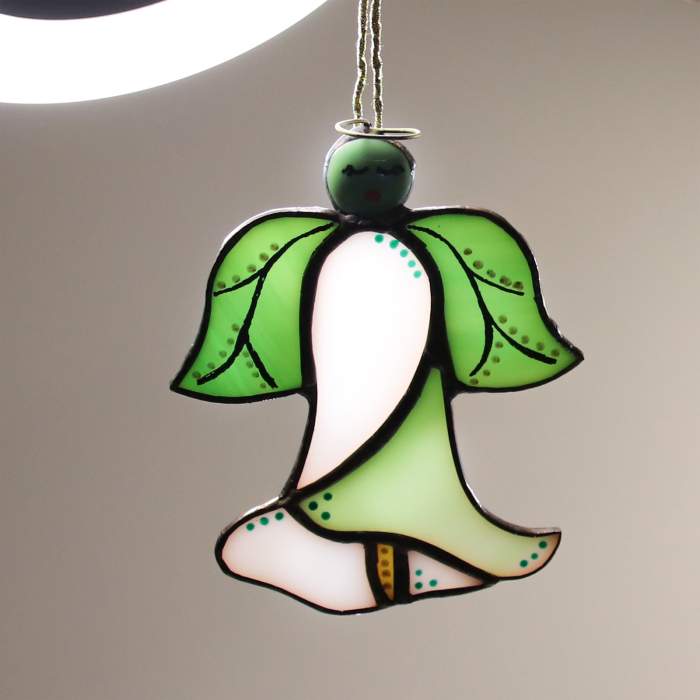 Inger floare din vitraliu - alb si verde [2]