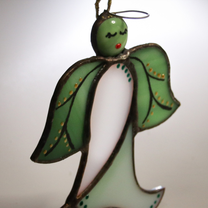 Inger floare din vitraliu - alb si verde [3]