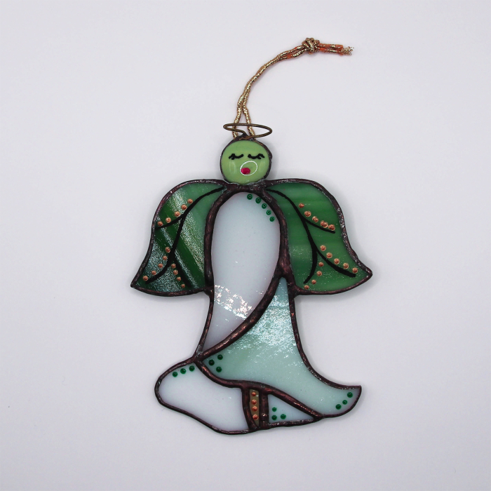 Inger floare din vitraliu - alb si verde [5]