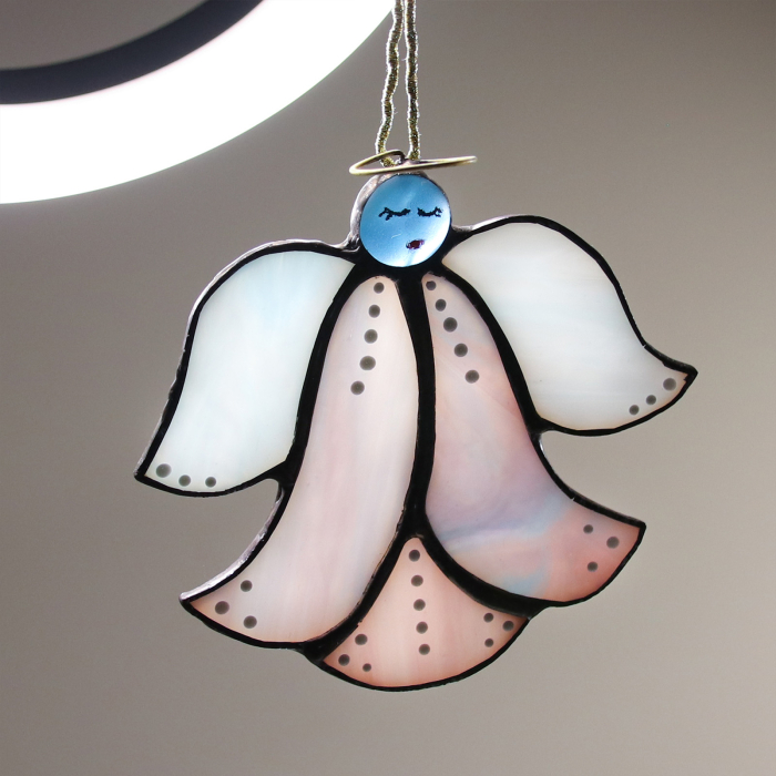 Inger floare din vitraliu - alb sidefat [3]