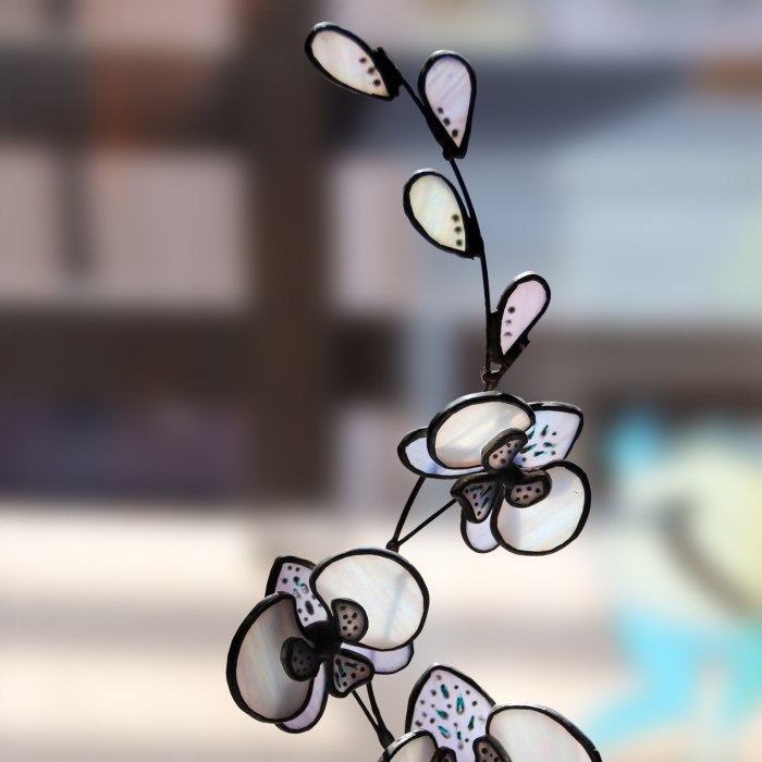 Orhidee 3D alb sidefat [4]