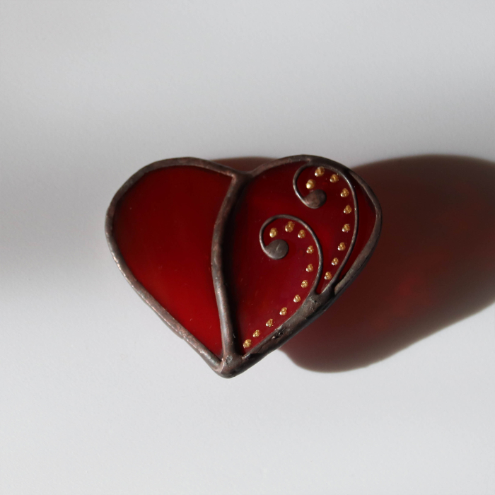 Pandantiv Inima Rosie cu Decor [2]