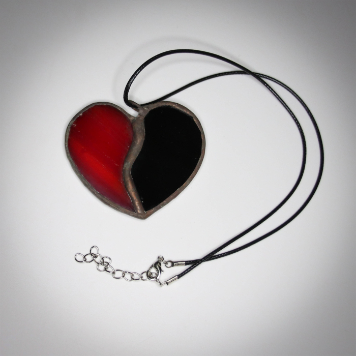 Pandantiv Inima Rosie si Neagra [3]