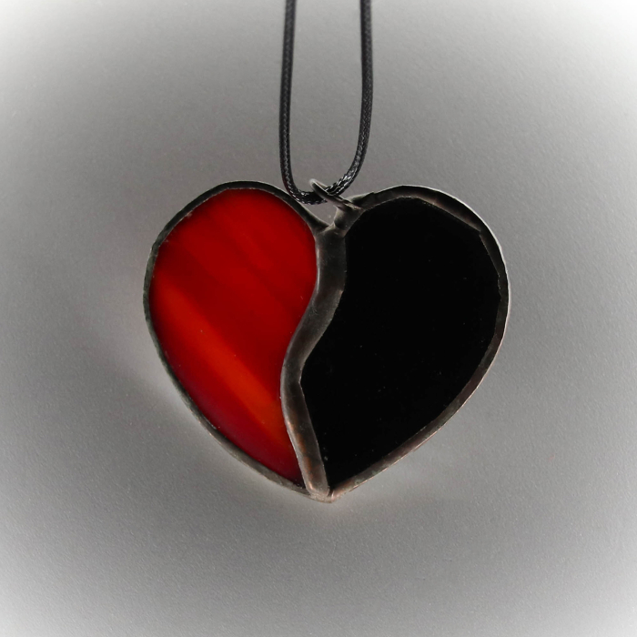 Pandantiv Inima Rosie si Neagra [2]