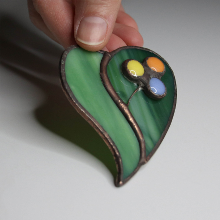 Shop - Brosa Inima Verde cu Floare