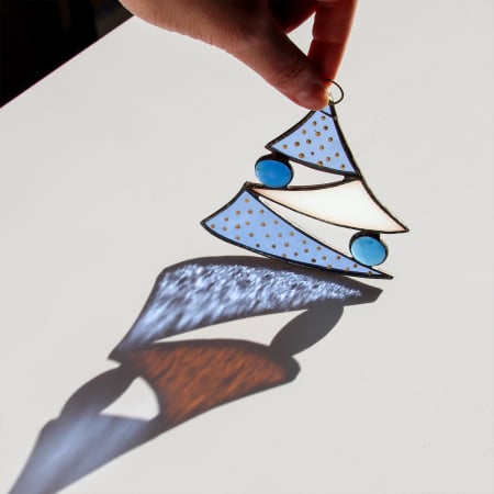 Shop - Bradut Bleu Transparent cu Alb Sidefat