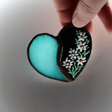 Shop - Brosa Bicolor Turcoaz si Negru cu Margarete