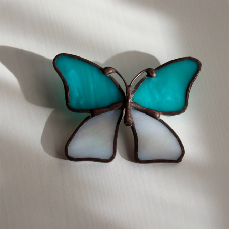 Brosa Fluture Bicolor cu Turcoaz [1]