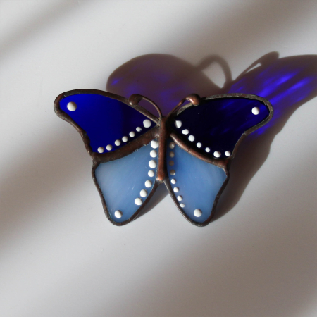 Shop - Brosa Fluture Bicolor cu Albastru - Pictata
