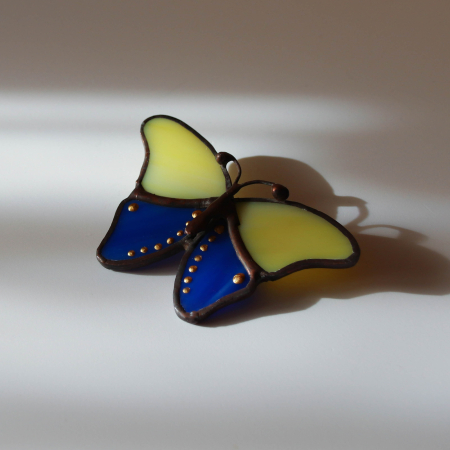 Bijuterii - Brosa Fluture Bicolor cu Galben