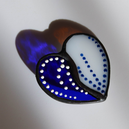 Shop - Brosa Inima Albastru si Alb
