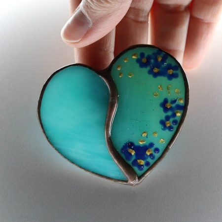 Bijuterii - Brosa Turcoaz cu Flori de Nu Ma Uita