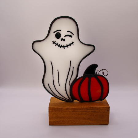 Shop - Fantoma Zâmbitoare – Decor Halloween din Vitraliu cu Dovleac