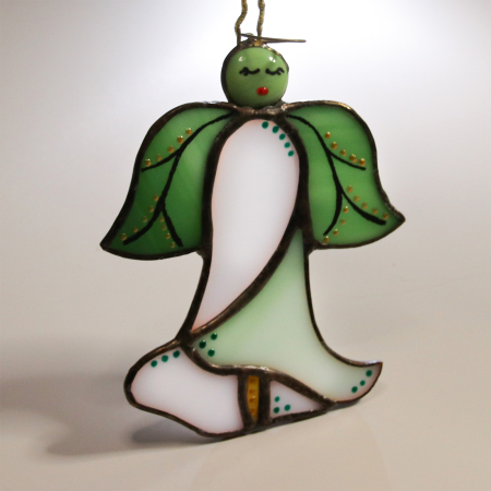 Shop - Inger floare din vitraliu - alb si verde