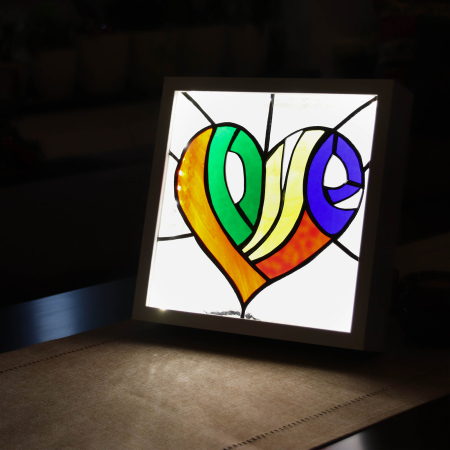 Shop - Lampa LOVE din vitraliu cu lumina LED