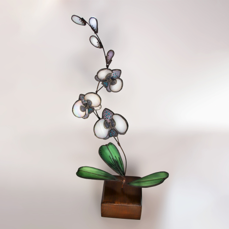 Decoratiuni - Orhidee 3D alb sidefat