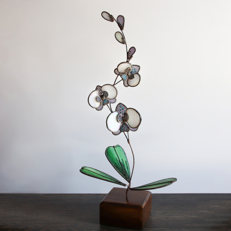 Orhidee 3D alb sidefat [1]