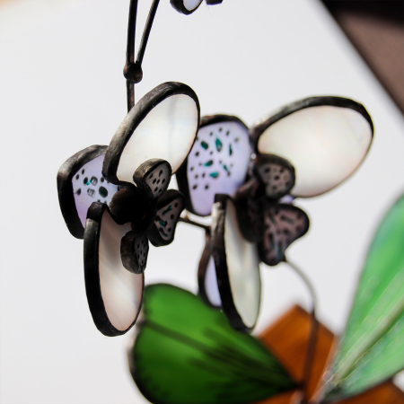 Orhidee 3D alb sidefat [2]