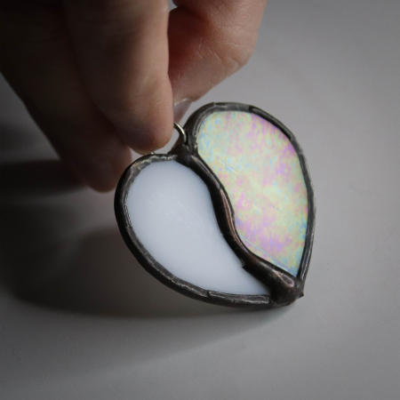 Bijuterii - Pandantiv Inima Alba cu Sidef