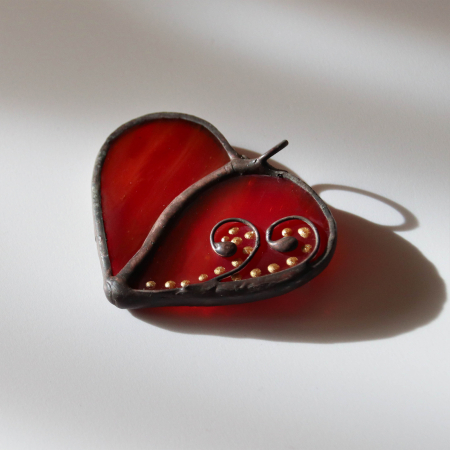 Shop - Pandantiv Inima Rosie cu Decor