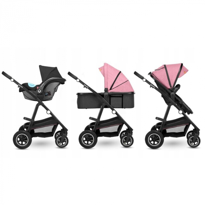 Carucior 3 in 1, Lionelo Amber, pana la 22 kg, roz [3]