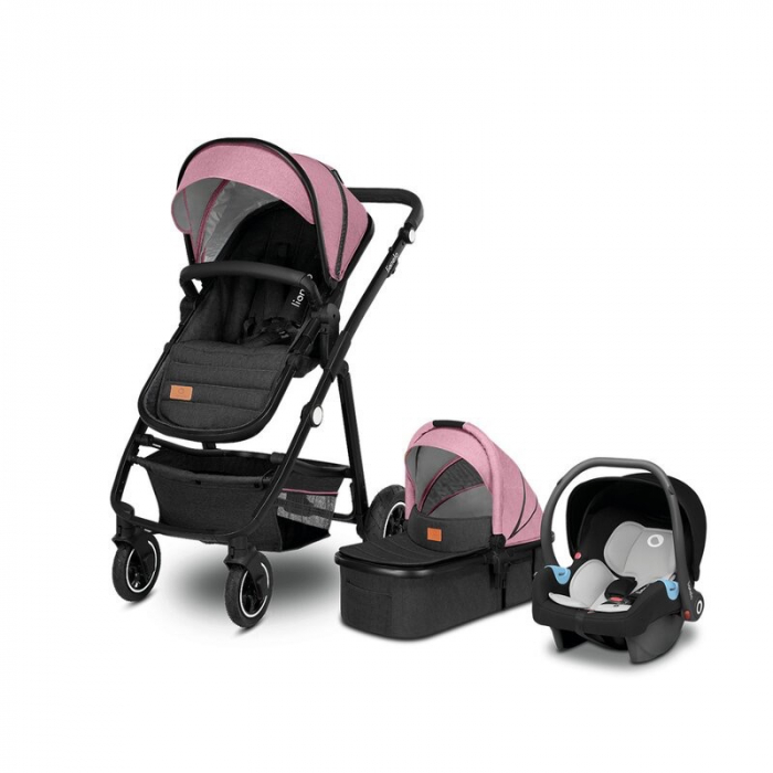 Carucior 3 in 1, Lionelo Amber, pana la 22 kg, roz [2]
