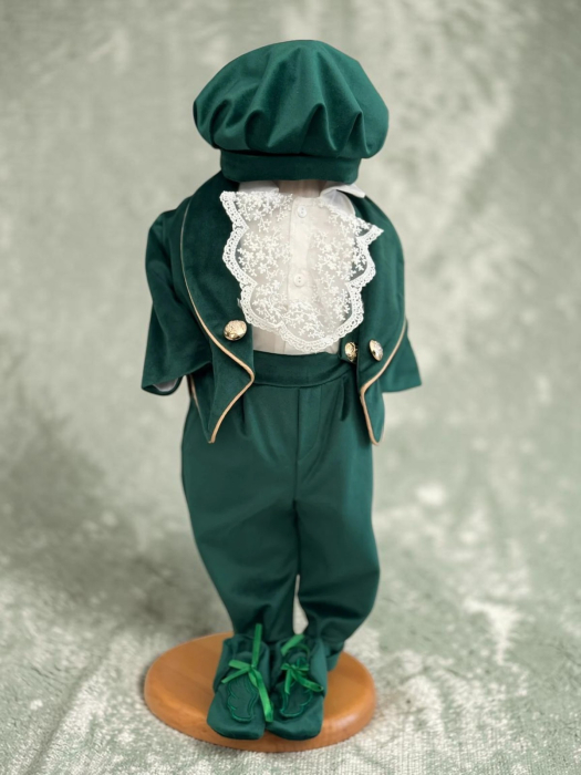 Costum botez inger, cu aripi inger detasabile, body, botosei, boneta, culoare verde 0-3 luni, Gabrielle Bebe, GBR31/100 [3]