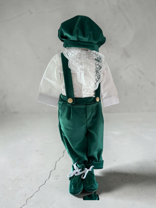 Costum botez inger, cu aripi inger detasabile, body, botosei, boneta, culoare verde 0-3 luni, Gabrielle Bebe, GBR31/100 [2]