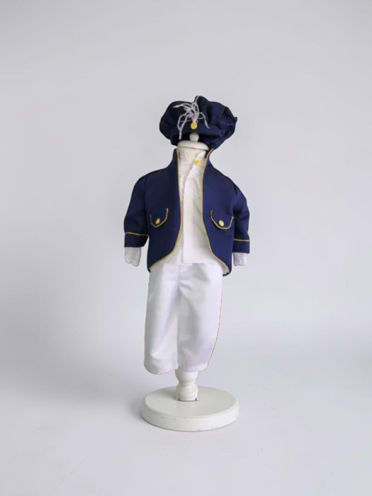 Costum botez Micul Marinar, basca, camasa, sacou, pantaloni, culoare albastru 0-3 luni [3]