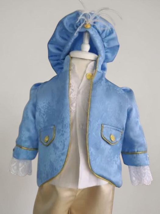 Costum Botez Micul Marinar, basca, camasa, sacou, pantaloni, culoare bleau 0-3 luni [3]