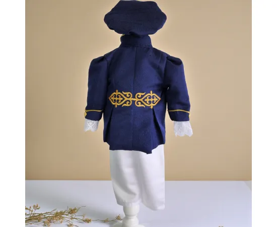 Costum botez Micul Marinar, basca, camasa, sacou, pantaloni, culoare albastru 0-3 luni [1]