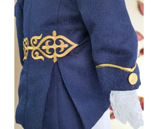 Costum botez Micul Marinar, basca, camasa, sacou, pantaloni, culoare albastru 0-3 luni [2]