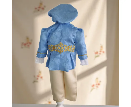 Baieti - Costum Botez Micul Marinar, basca, camasa, sacou, pantaloni, culoare bleau 0-3 luni