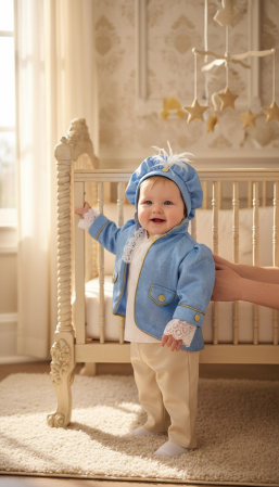 Baieti - Costum Botez Micul Marinar, basca, camasa, sacou, pantaloni, culoare bleau 0-3 luni