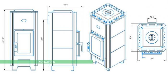 Soba canadiana VERTICAL - SEMINEU CU PLITA, 6kw, 100mc [2]
