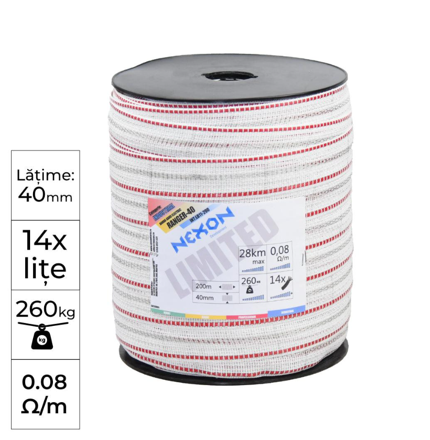 Banda Gard electric NEXON RANGER-40 Rosu/Alb 200m 14lite 260kg [1]
