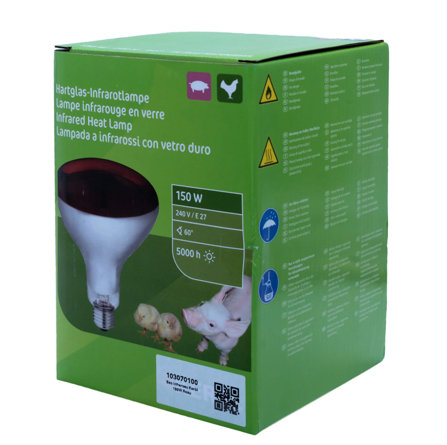 Bec infraroșu Kerbl 150W roșu E27 pentru încălzirea animalelor [3]
